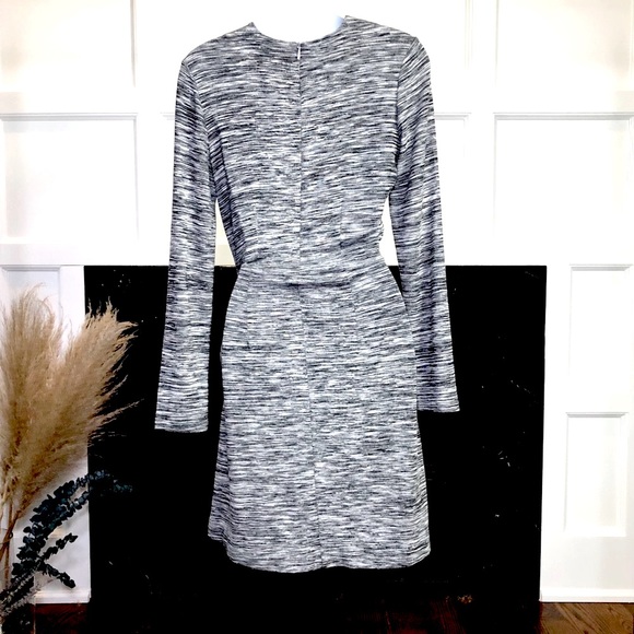 WHISTLES Ira Dress with Wrap Tie Waist in Grey Marl Size 6 - Picture 4 of 10